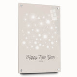 Large abstract wall art of winter scene on acrylic glass, featuring subdued blue and white tones.