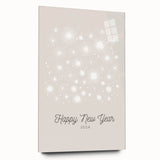 Large abstract wall art on acrylic glass depicting winter season in muted blue and white tones.