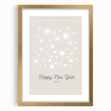 Abstract winter landscape in muted blue and white hues on a large framed canvas, suitable for living room decor.