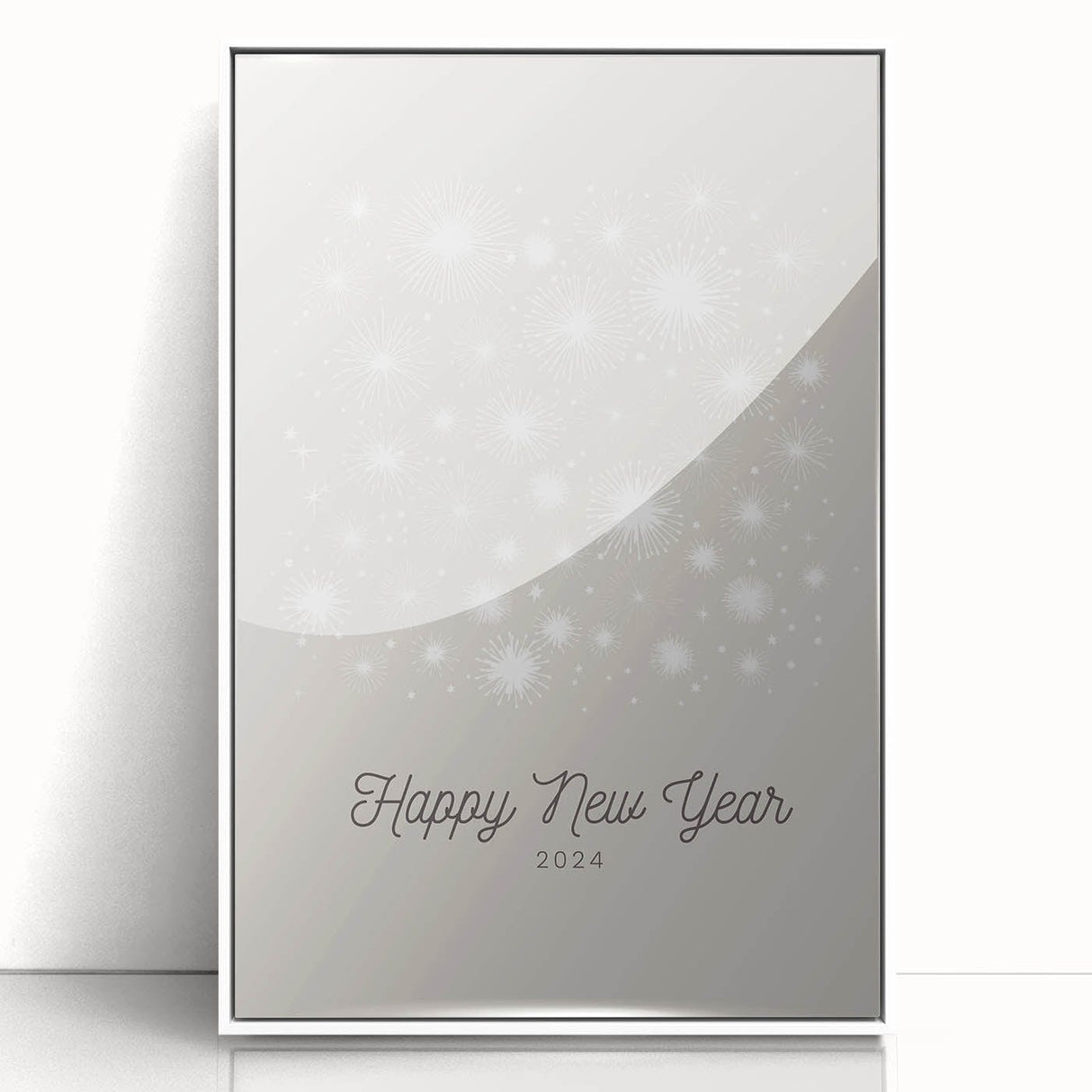 Art deco poster featuring a winter scene in muted blue and white tones on acrylic, ideal for nursery wall decor.