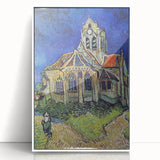 Mid-century modernist art depicting a stylized landscape in vibrant pastel shades on a white framed acrylic print.