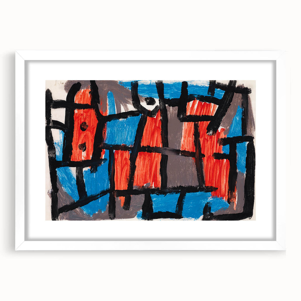 Modern Wall Art - Bold Abstract Composition in Red and Blue