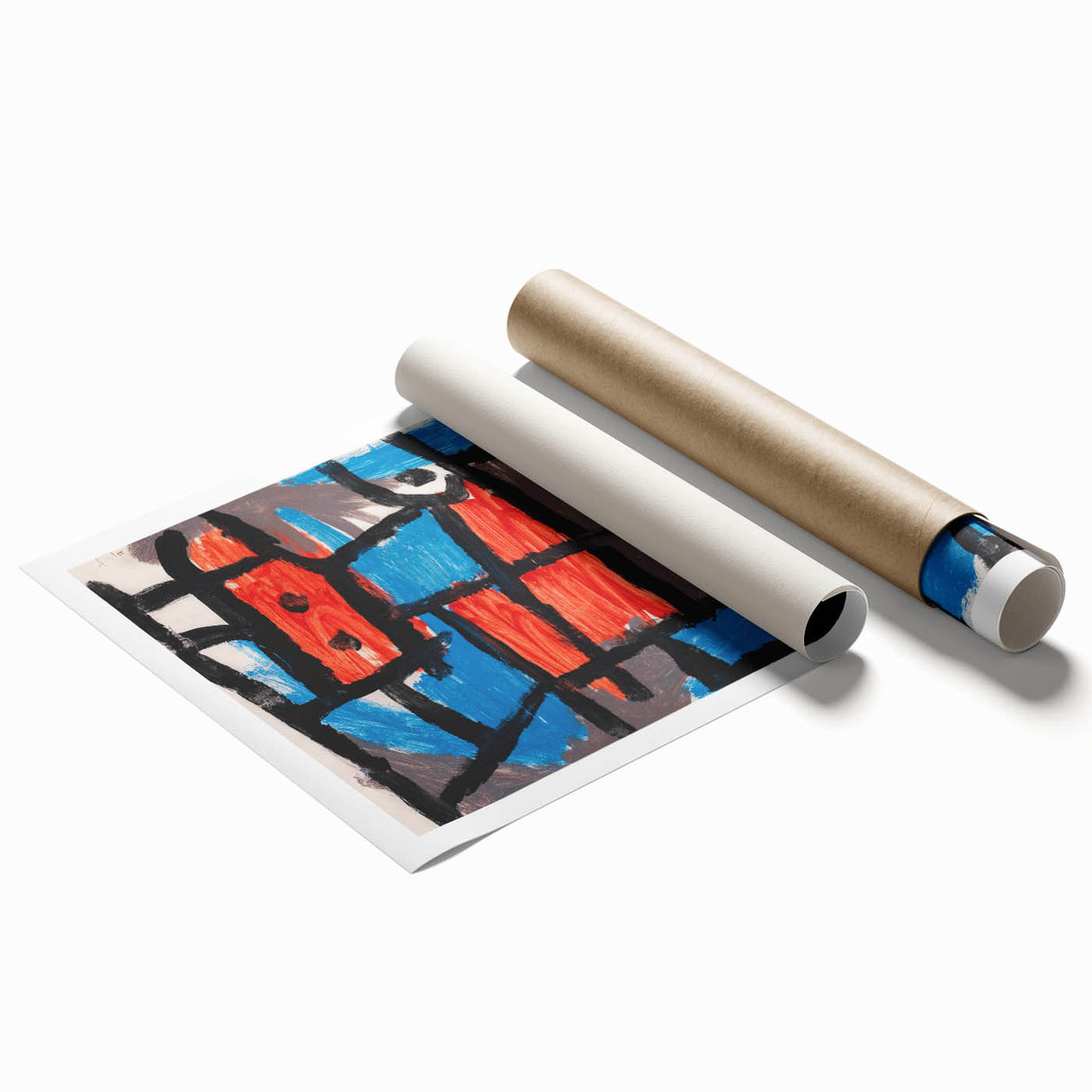 Modern Wall Art - Bold Abstract Composition in Red and Blue