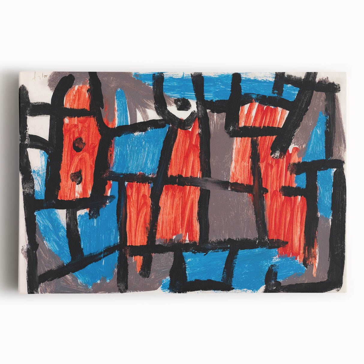 Modern Wall Art - Bold Abstract Composition in Red and Blue