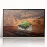 Framed acrylic artwork showcasing a stunning landscape scene of caves with silver accents, perfect for modern home decor. Ideal for adding elegance to any room.