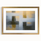 Abstract geometric frame in gold with a mat, showcasing a modern design ideal for home decor. Perfect for enhancing contemporary interiors and art displays.