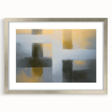 Abstract geometric silver frame showcasing a contemporary design, featuring a sleek mat and a front view display ideal for modern home decor and art enthusiasts. Perfect for enhancing interior aesthetics.