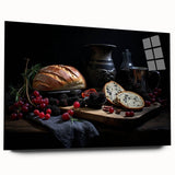 Large abstract wall art on acrylic glass depicting assorted food dishes in vibrant colors.
