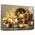 Acrylic glass wall art featuring an assortment of fruits in vibrant colors, suitable for dining room decor.