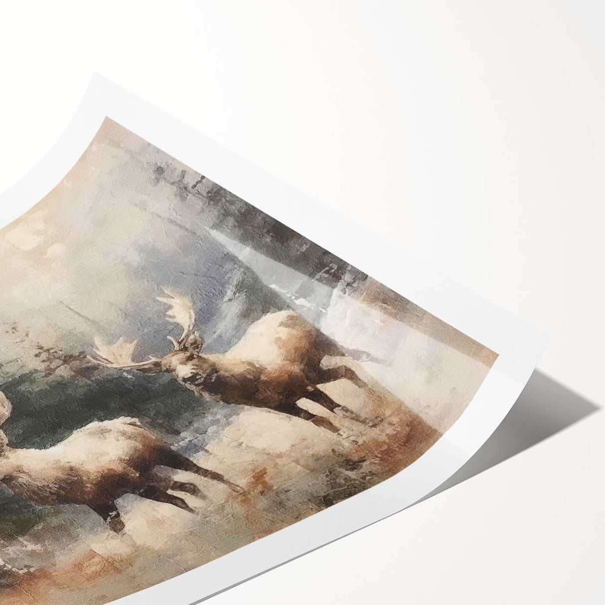 Christmas Acrylic Prints - Winter Scene with Majestic Elk on Canvas