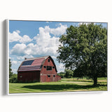Landscape barn framed canvas showcasing a rustic white side view, highlighting intricate textures and natural tones, perfect for home decor enthusiasts.
