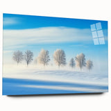 Acrylic landscape artwork depicting a serene countryside scene, showcasing vibrant green fields and a clear blue sky, presented in a side view without pins, perfect for home decor.