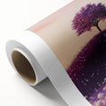 Rolled canvas showcasing a vibrant landscape design, featuring lush green fields under a bright blue sky, elegantly packaged in a protective cardboard tube for safe storage and transport. Ideal for home or office decor.
