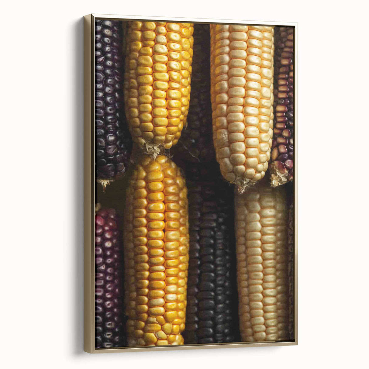 Framed canvas featuring a close-up of natural elements in black and gold, suitable for bedroom wall art.