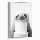 Adorable Sloth Bathroom Wall Art - Fun Black and White Bathroom Decor