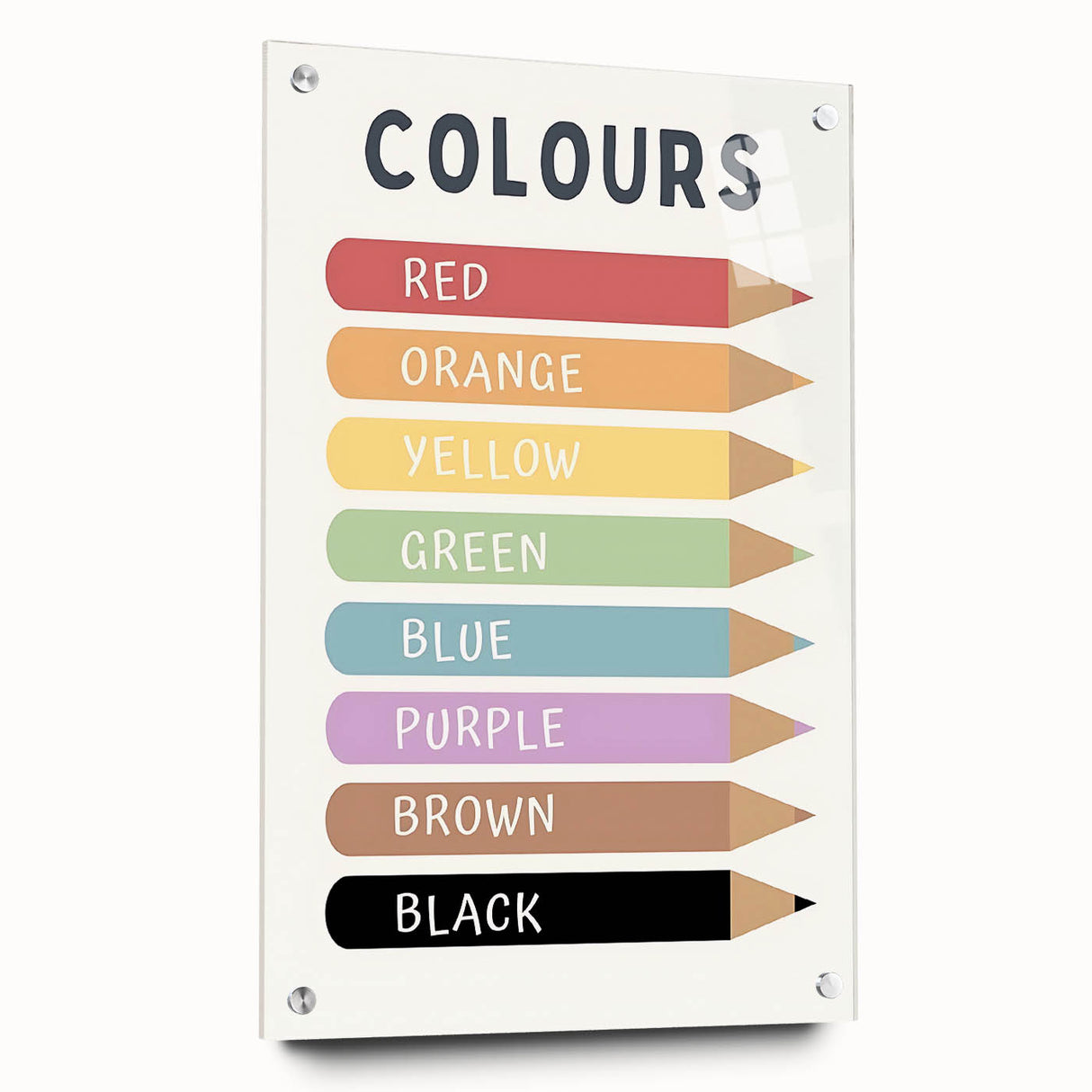 Kids Educational Wall Art - Color Learning Chart for Kids' Rooms