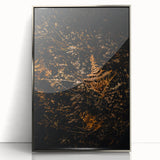 Mid-century modernist art featuring autumnal trees in silver framed acrylic, ideal for nursery wall decor.