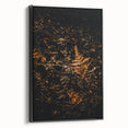Black and white landscape art painting on framed canvas, depicting a serene fall scene, ideal for bedroom wall decor.