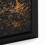 Extra large framed canvas depicting vibrant, textured fall leaves in shades of orange and red, ideal for living room decor.