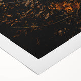 Art deco poster on rolled canvas featuring an autumnal scene with warm orange and brown tones, ideal for dining room decor.
