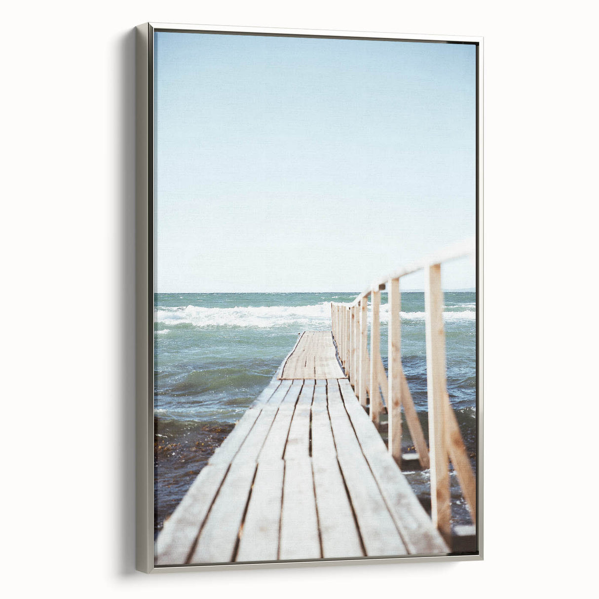 Landscape art painting on framed canvas, depicting a summer scene with vibrant colors, ideal for living room decor.