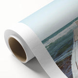 Art deco poster featuring a summer scene on rolled canvas, with pastel colors, ideal for nursery wall art.