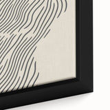 Close-up of extra large black wall art with colorful, textured abstract design on framed canvas, ideal for living room decor.