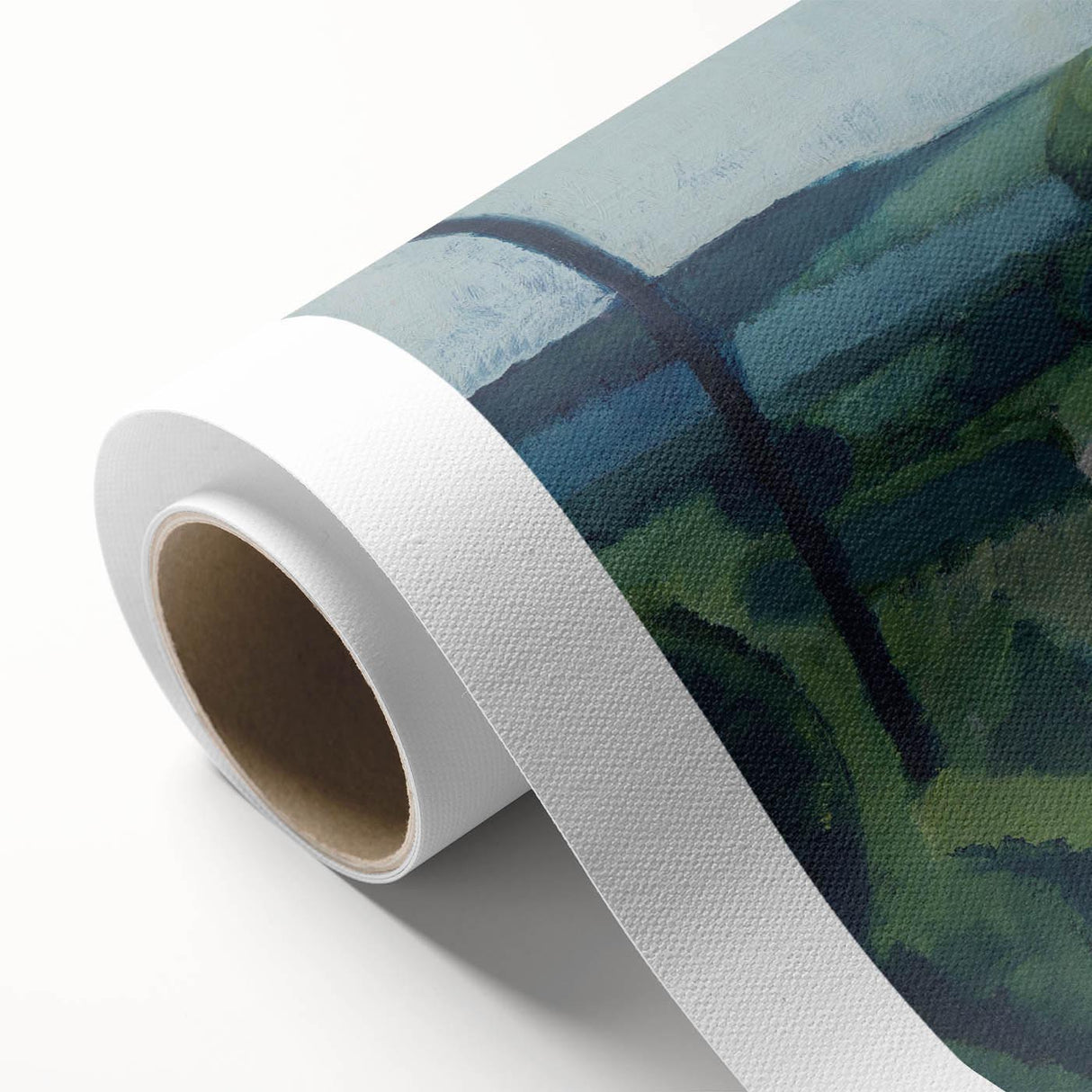 Modern Wall Art: Serene Countryside Landscape in Green and Blue