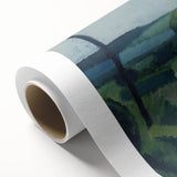 Modern Wall Art: Serene Countryside Landscape in Green and Blue