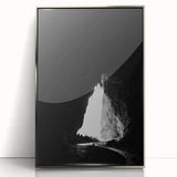 Framed acrylic artwork showcasing a stunning silver landscape with intricate cave formations, designed to enhance interior decor with modern elegance.