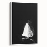 Framed canvas artwork depicting a serene landscape with caves, showcasing earthy tones and intricate details, ideal for enhancing home decor with a touch of nature.