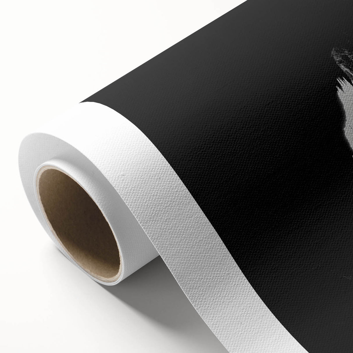 Rolled canvas artwork depicting an intricate cave landscape design, showcasing earthy tones and textured details, packaged securely in a protective cardboard tube for safe shipping.