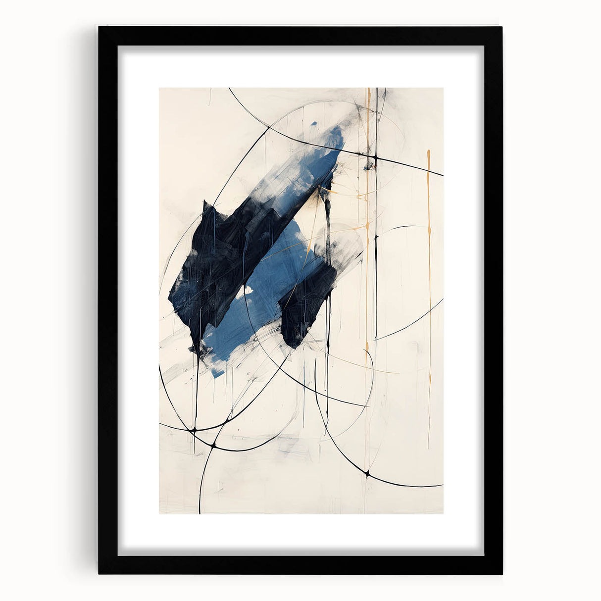 Custom Dining Room Wall Decor – Abstract Navy & Gold Canvas