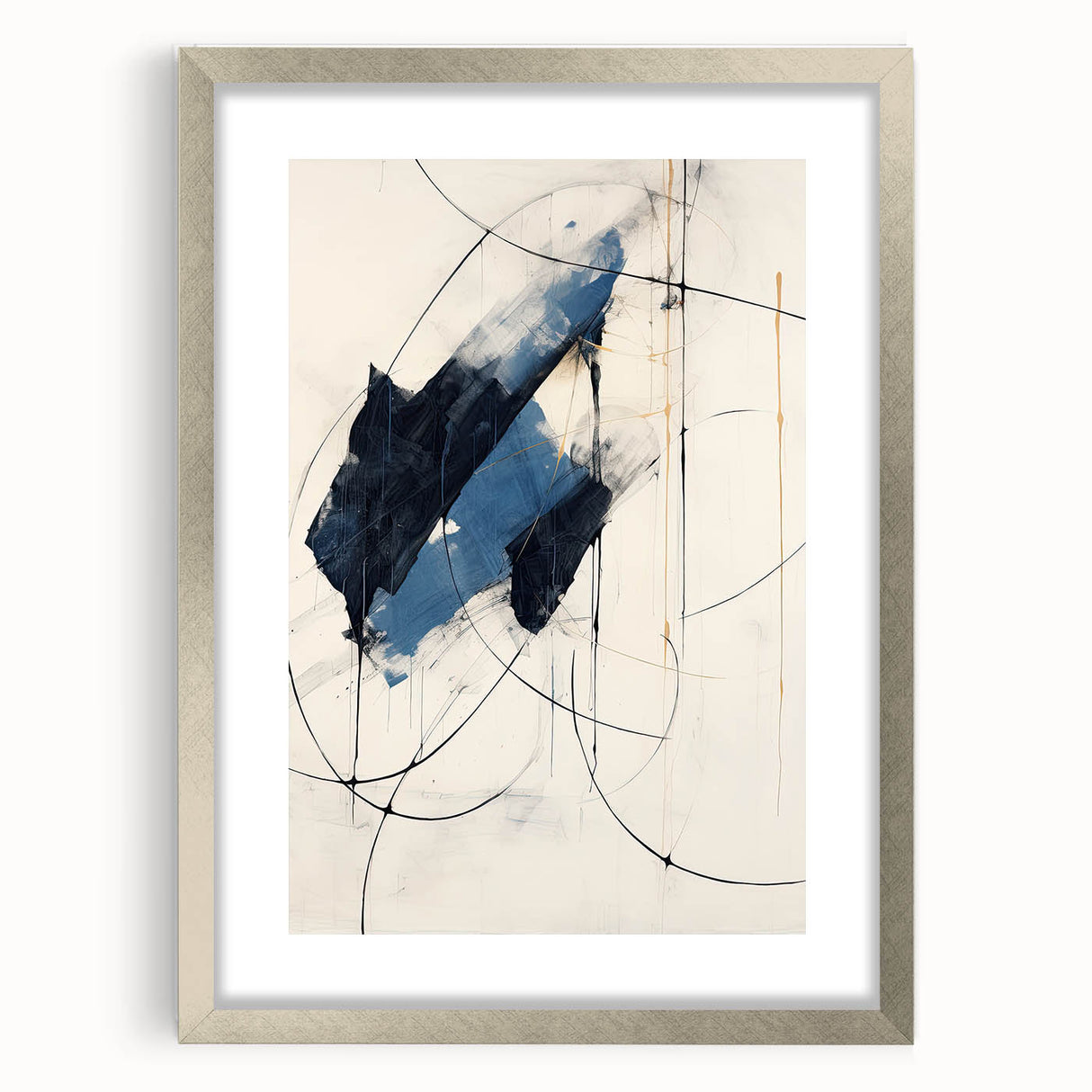 Custom Dining Room Wall Decor – Abstract Navy & Gold Canvas