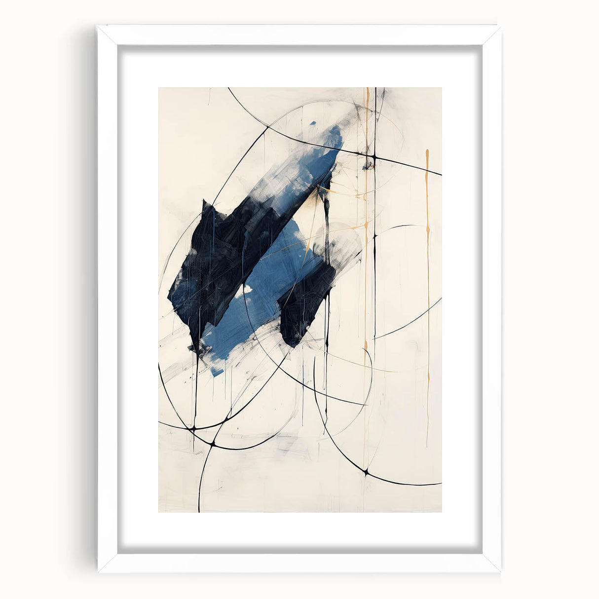 Custom Dining Room Wall Decor – Abstract Navy & Gold Canvas