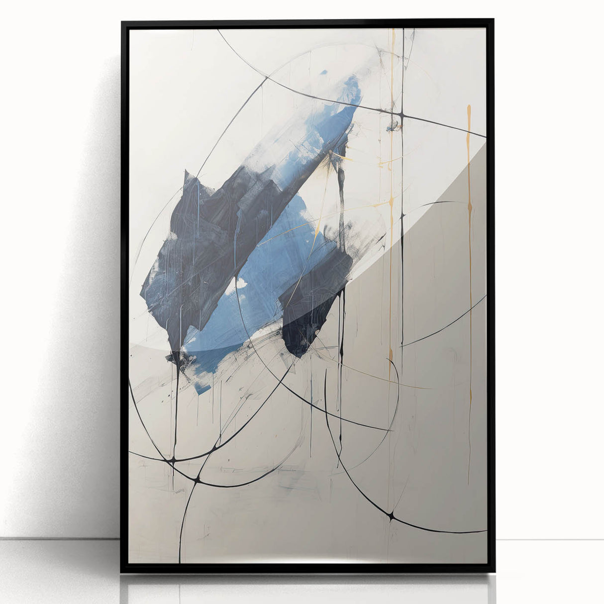 Custom Dining Room Wall Decor – Abstract Navy & Gold Canvas