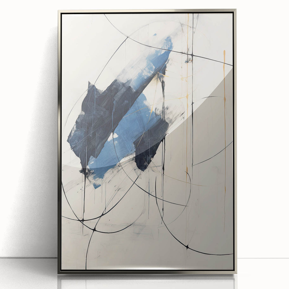 Custom Dining Room Wall Decor – Abstract Navy & Gold Canvas