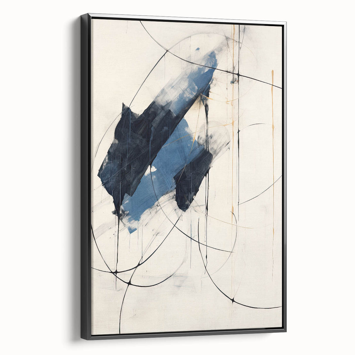 Custom Dining Room Wall Decor – Abstract Navy & Gold Canvas