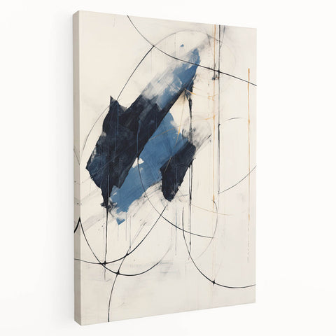Custom Dining Room Wall Decor – Abstract Navy & Gold Canvas