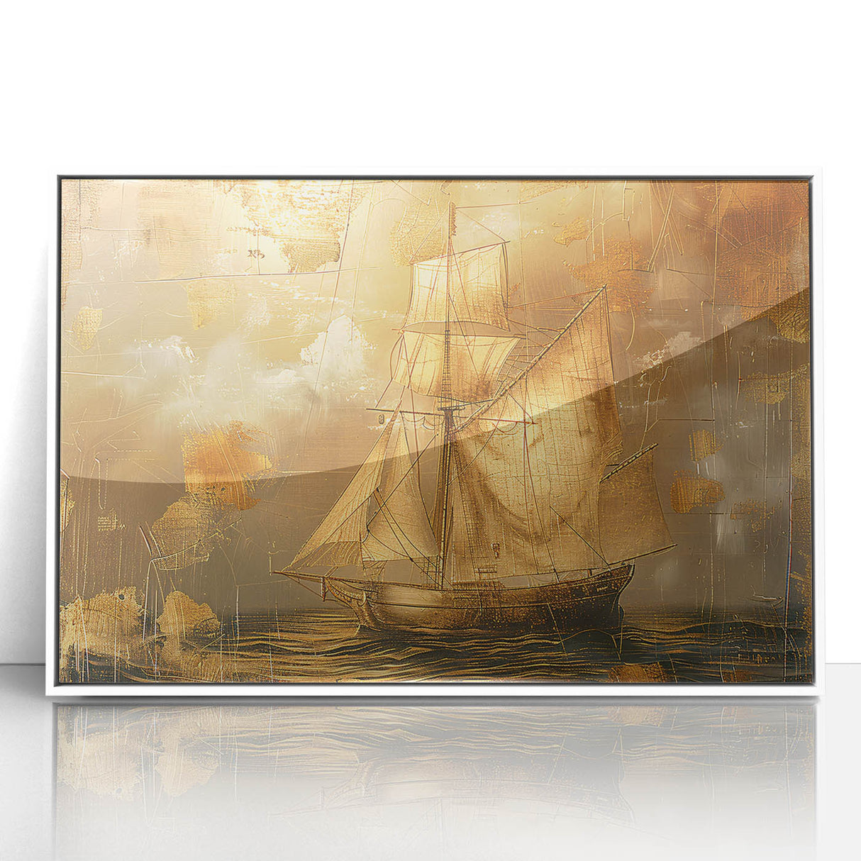 Golden Nautical Office Wall Art – Modern Corporate Decor