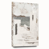 Abstract architectural wall art in a side view, showcasing a sleek acrylic glass finish with geometric patterns and vibrant colors, perfect for modern decor.