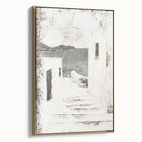 Abstract architecture wall art framed canvas displaying a gold geometric design, showcasing a modern aesthetic. Ideal for contemporary home decor and art enthusiasts.