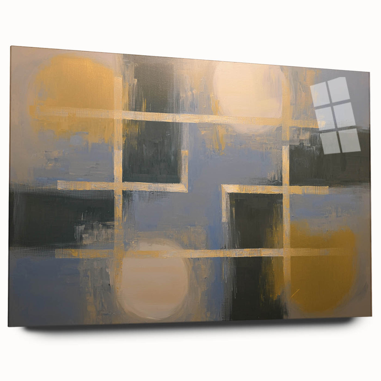 Abstract geometric acrylic glass design showcasing vibrant colors and sharp angles, viewed from the side, ideal for modern home decor and artistic displays.
