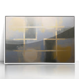 Framed abstract geometric acrylic wall art in white, showcasing intricate shapes and lines, perfect for modern home decor. Ideal for enhancing any living space with contemporary style.