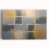 Abstract geometric stretched canvas artwork showcasing vibrant colors in a modern design, perfect for contemporary home decor. Ideal for adding a splash of creativity to any room.