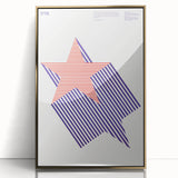 Bold Art Deco Wall Art - 1776 American Star Design in Red and Blue Stripes