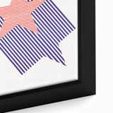 Bold Art Deco Wall Art - 1776 American Star Design in Red and Blue Stripes