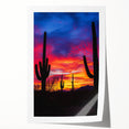 Desert landscape rolled print showcasing vibrant hues of orange and gold, featuring undulating dunes and a serene sky, perfect for home decor enhancement.