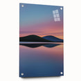 Acrylic glass artwork depicting a vibrant landscape with colorful fields, displayed in a side view and secured with decorative pins, perfect for home decor.