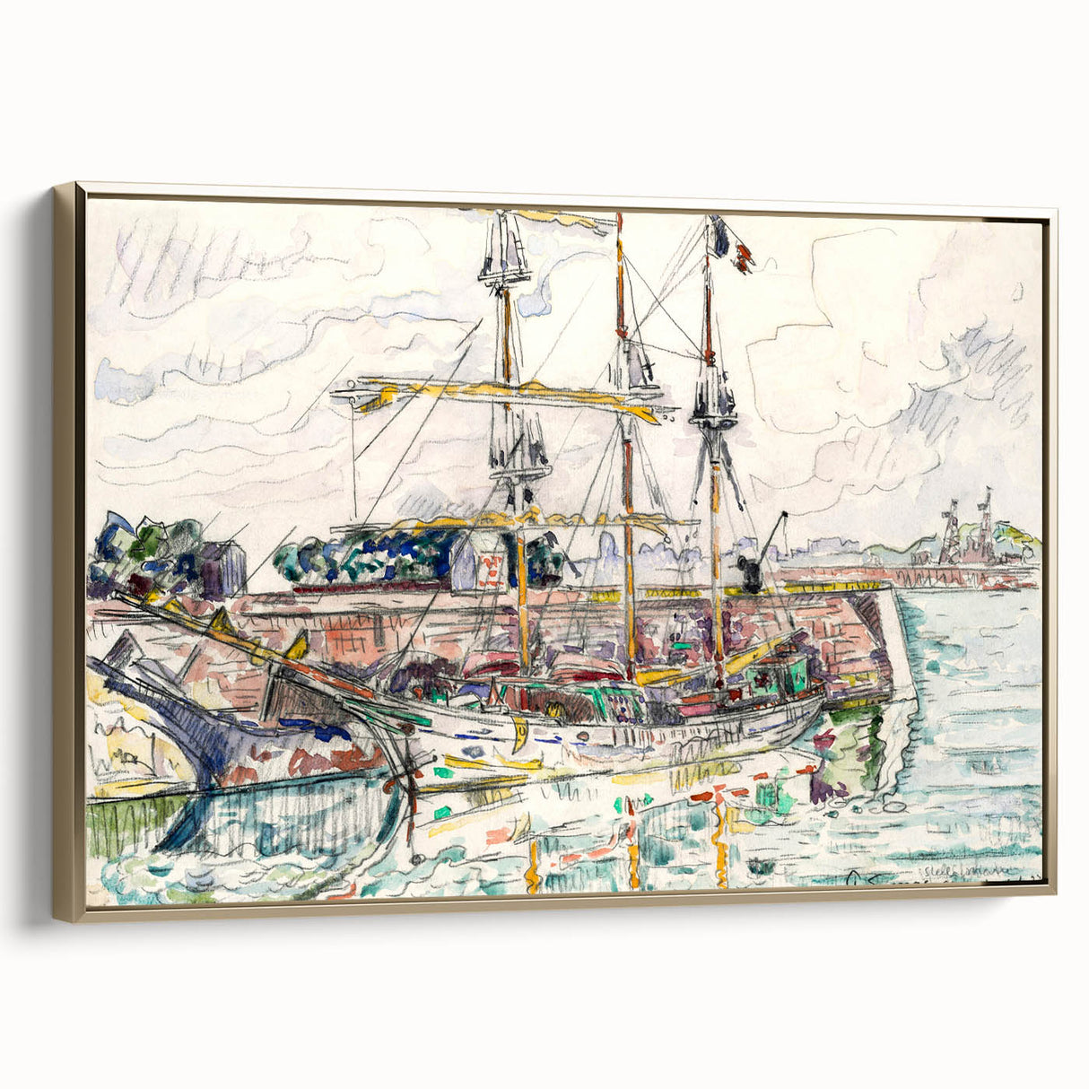 Modern Wall Art: Nautical Scene at Saint-Malo Harbor, Abstract Style